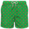 Mc2 Saint Barth Man Light Fabric Swim Shorts With Crab Print In Green