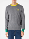 MC2 SAINT BARTH MAN GREY SWEATER WITH DADDYS COOL EMBROIDERY