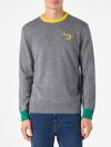 Mc2 Saint Barth Man Grey Sweater With Embroidery In Grey