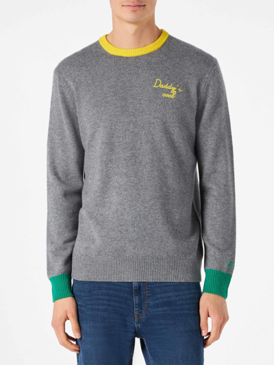 Mc2 Saint Barth Man Grey Sweater With Embroidery