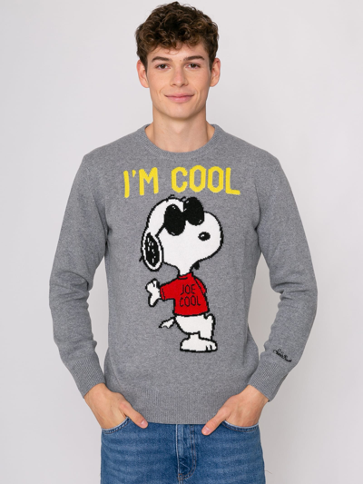 Mc2 Saint Barth Man Grey Rock Snoopy Sweater Peanuts Special Edition