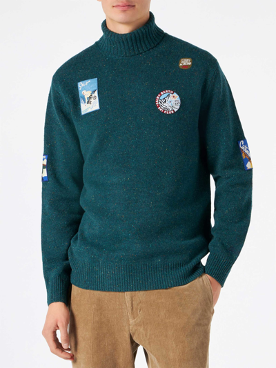 Mc2 Saint Barth Man Green Turtle-neck Sweater