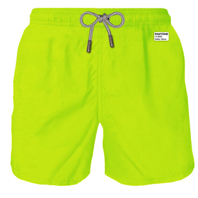 Mc2 Saint Barth Man Fluo Yellow Swim Shorts Pantone Special Edition In Green
