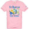Mc2 Saint Barth Man Cotton T-shirt With Gin And Flower Print In Pink