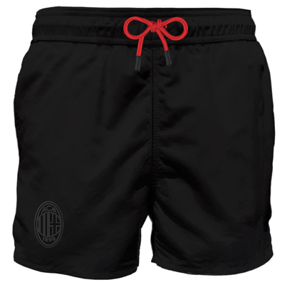 Mc2 Saint Barth Man Classic Swim Shorts With Milan Logo Milan Special Edition In Black