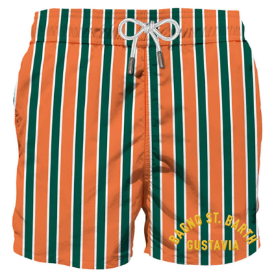 Mc2 Saint Barth Man Classic Swim Shorts With Embroidery In Green