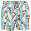 Mc2 Saint Barth Mid-length Swim Shorts Cornetto Print Algida Special Edition In Blue