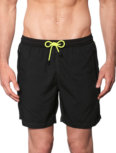 Mc2 Saint Barth Man Black Zipped Swim Shorts
