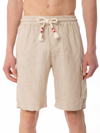 Mc2 Saint Barth Man Beige Linen Bermuda Shorts In Brown