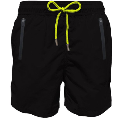 Mc2 Saint Barth Light Fabric Swim Shorts With Zipped Pockets In Black