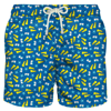Mc2 Saint Barth Light Fabric Man Swim Shorts Snorkeling Print In Blue