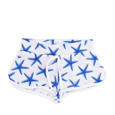 Mc2 Saint Barth Kids' Light Blue Starfish Print Girl Beach Shorts