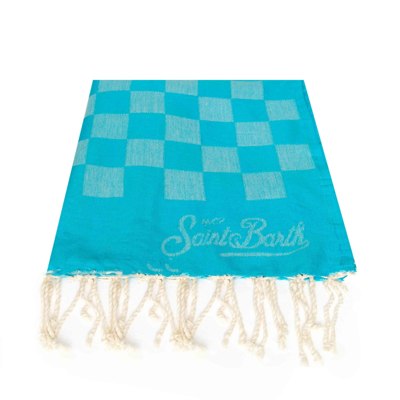 Mc2 Saint Barth Light Blue Check Print Jacquard Beach Towel