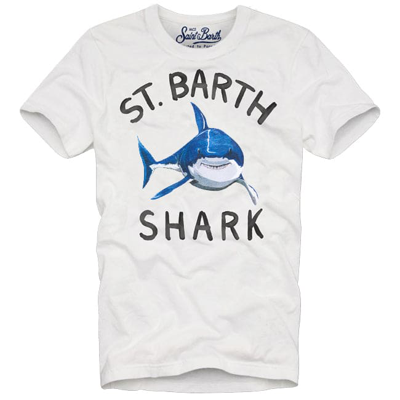 Mc2 Saint Barth Kids T-shirt Boy Shark In White