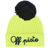 Mc2 Saint Barth Kid Cashmere Blended Yellow Fluo Hat Off Piste Embroidery In Yellow