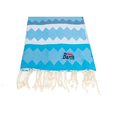 Mc2 Saint Barth Jacquard Beach Towel Ethnic Print In Blue