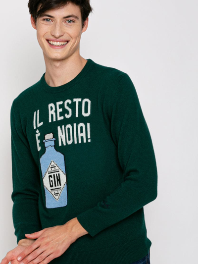 Mc2 Saint Barth Man Sweater With Il Resto È Noia Print In Green