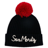 Mc2 Saint Barth Sun Moritz Pom-pom Ribbed-knit Hat In Blue