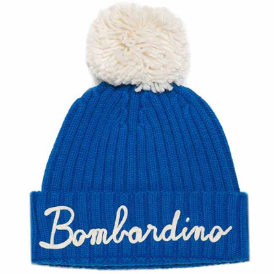 Mc2 Saint Barth Hat With Pompon And Bombardino Embroidery In Blue