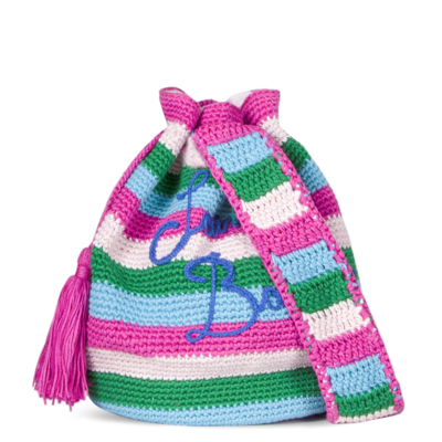 Mc2 Saint Barth Handmade Crochet Bucket Bag In Multicolor