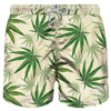 Mc2 Saint Barth Green Leaves All Over Print Swim Shorts In Brown