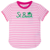 MC2 SAINT BARTH GIRL T-SHIRT WITH STRIPES AND EMBROIDERY