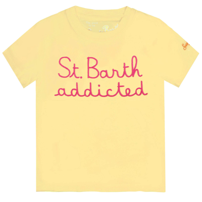Mc2 Saint Barth Kids' Girl T-shirt With Saint Barth Addicted Embroidery In Yellow