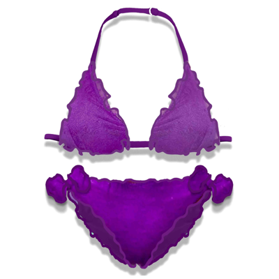 Mc2 Saint Barth Kids' Girl Purple Triangle Bikini