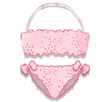 Mc2 Saint Barth Kids' Girl Pink Sangallo Bandeau Bikini