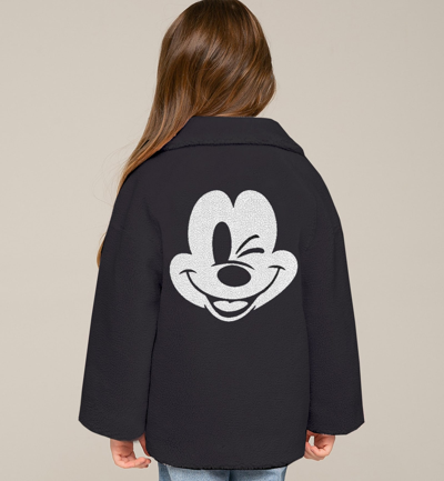 Mc2 Saint Barth Kids' Girl Coat Black Teddy Fabric Disney® Special Edition