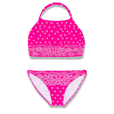 Mc2 Saint Barth Kids' Girl Bikini With Halter Neck Top In Pink