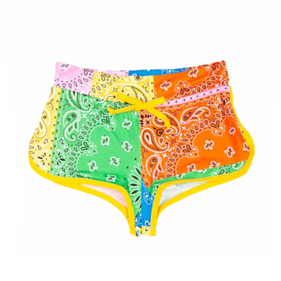 Mc2 Saint Barth Kids' Girl Beach Shorts With Bandanna Print In Multicolor