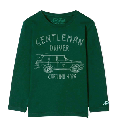 Mc2 Saint Barth Kids' Gentleman Driver Cortina 1986 Boy T-shirt In Green