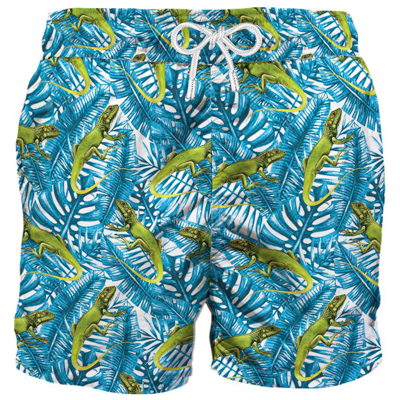 Mc2 Saint Barth Geckos Mid-length Swim Shorts In Blue
