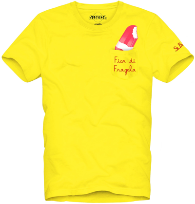 Mc2 Saint Barth Fior Di Fragola Cotton T-shirt With Embroidery Algida® Special Edition In Yellow