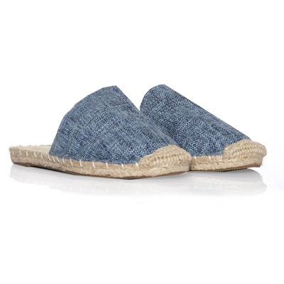 Mc2 Saint Barth Denim Canvas Espadrillas Mules In Blue