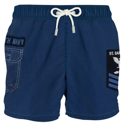 Mc2 Saint Barth Délavé Blue Navy Cargo Man Shorts