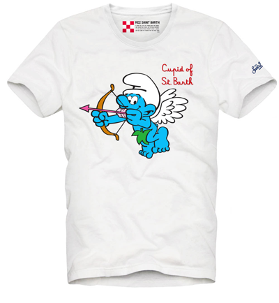 Mc2 Saint Barth Cupid Of St. Barth Man T-shirt ©peyo Special Edition In White