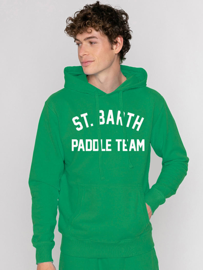 Mc2 Saint Barth Cotton Hoodie With St. Barth Padel Team Print In Green