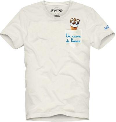 Mc2 Saint Barth Kids' Cornetto Printed T-shirt With Embroidered Pocket Algida Special Edition In White