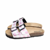 Mc2 Saint Barth Cork Sandals Pink Gingham Print In Pink