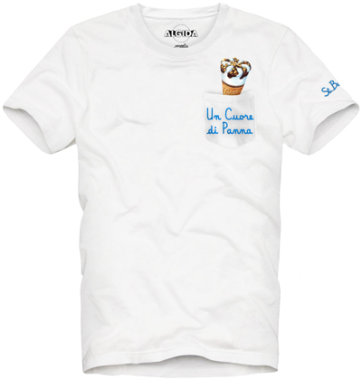 Mc2 Saint Barth Cornetto Cotton T-shirt With Embroidery Algida® Special Edition In White