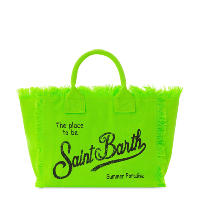Mc2 Saint Barth Colette Fluo Green Cotton Canvas Bag