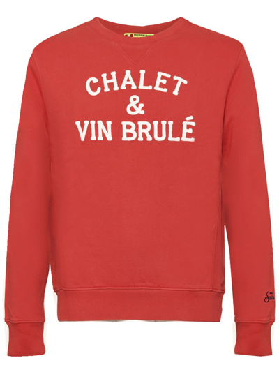 Mc2 Saint Barth Chalet & Vin Brulè Terry Patch Embroidery Sweatshirt In Red