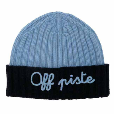Mc2 Saint Barth Cashmere Blend Hat With Off Piste Embroidery In Blue