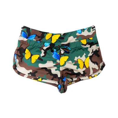 Mc2 Saint Barth Kids' Camouflage And Butterly Print Girl Beach Shorts