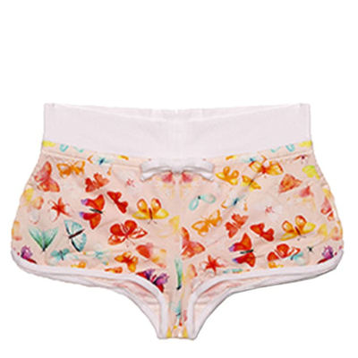 Mc2 Saint Barth Kids' Butterfliy Print Girl Beach Shorts In Pink