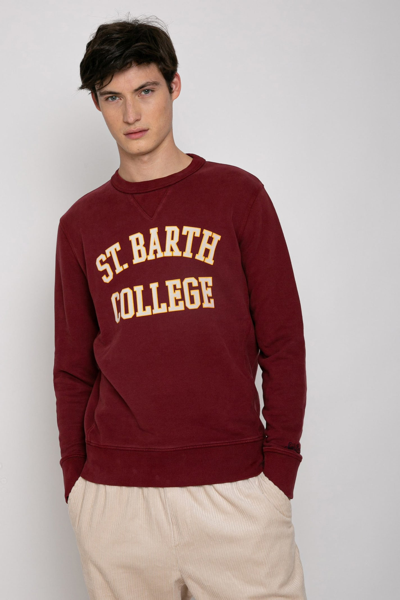 Mc2 Saint Barth Burgundy Sweatshirt St. Barth Print In Red