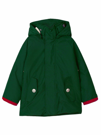 Mc2 Saint Barth British English Hooded Windbreaker For Kids In Green