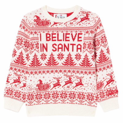 Mc2 Saint Barth Kids' Boy White Crewneck Sweater With Christmas Pattern